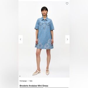 ✨  NWT GANNI Embroidered Denim Tunic Dress • Size 42 (US 8–10)